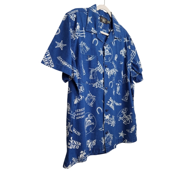 Ralph Lauren Double RL Blue Western Rodeo Camp Shirt Japanese Cotton Mens Size L - Picture 2 of 12
